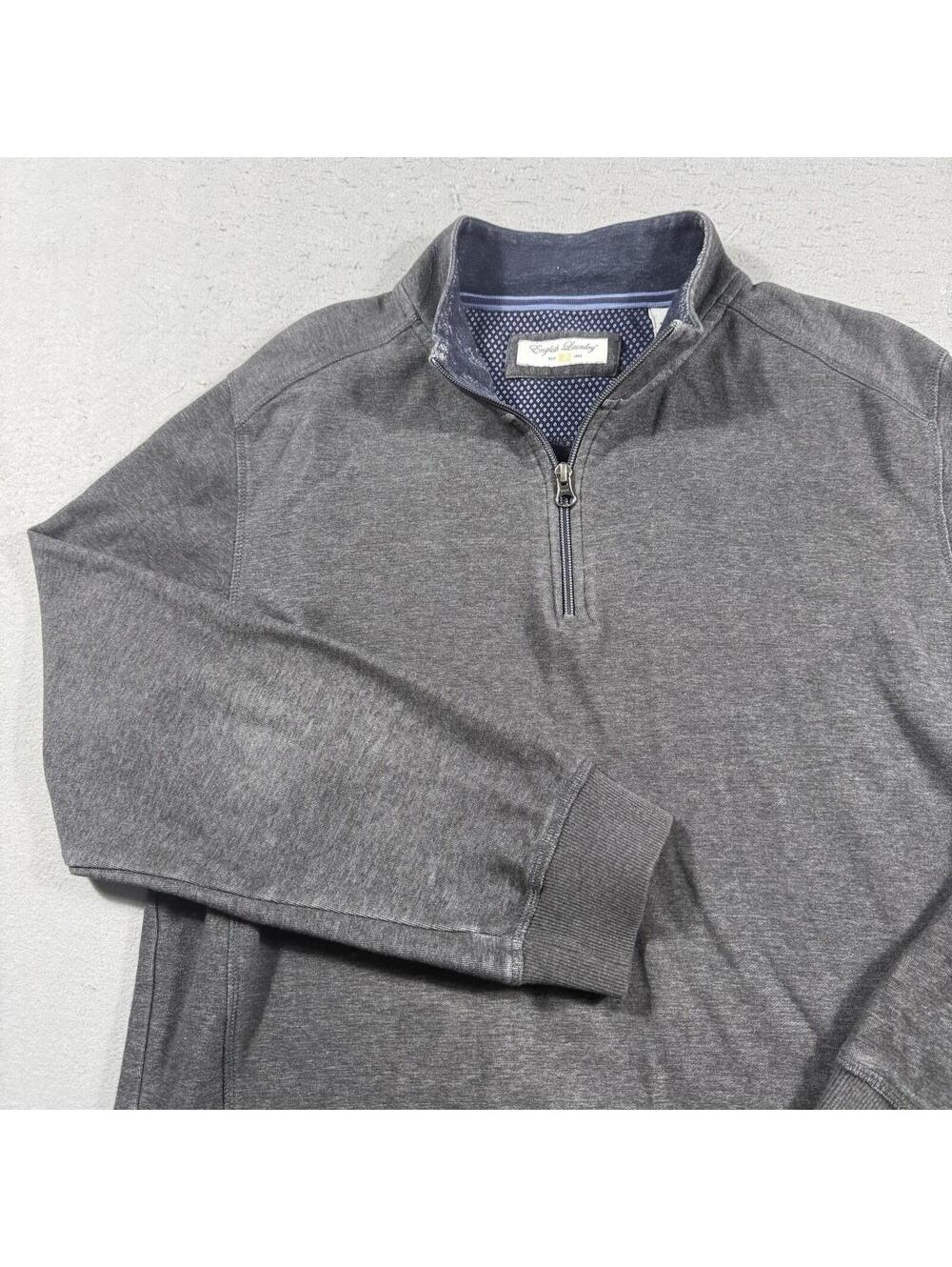English Laundry 1/4 Zip Pullover Sweatshirt Gray Mens Large Mock‎ Neck Casual